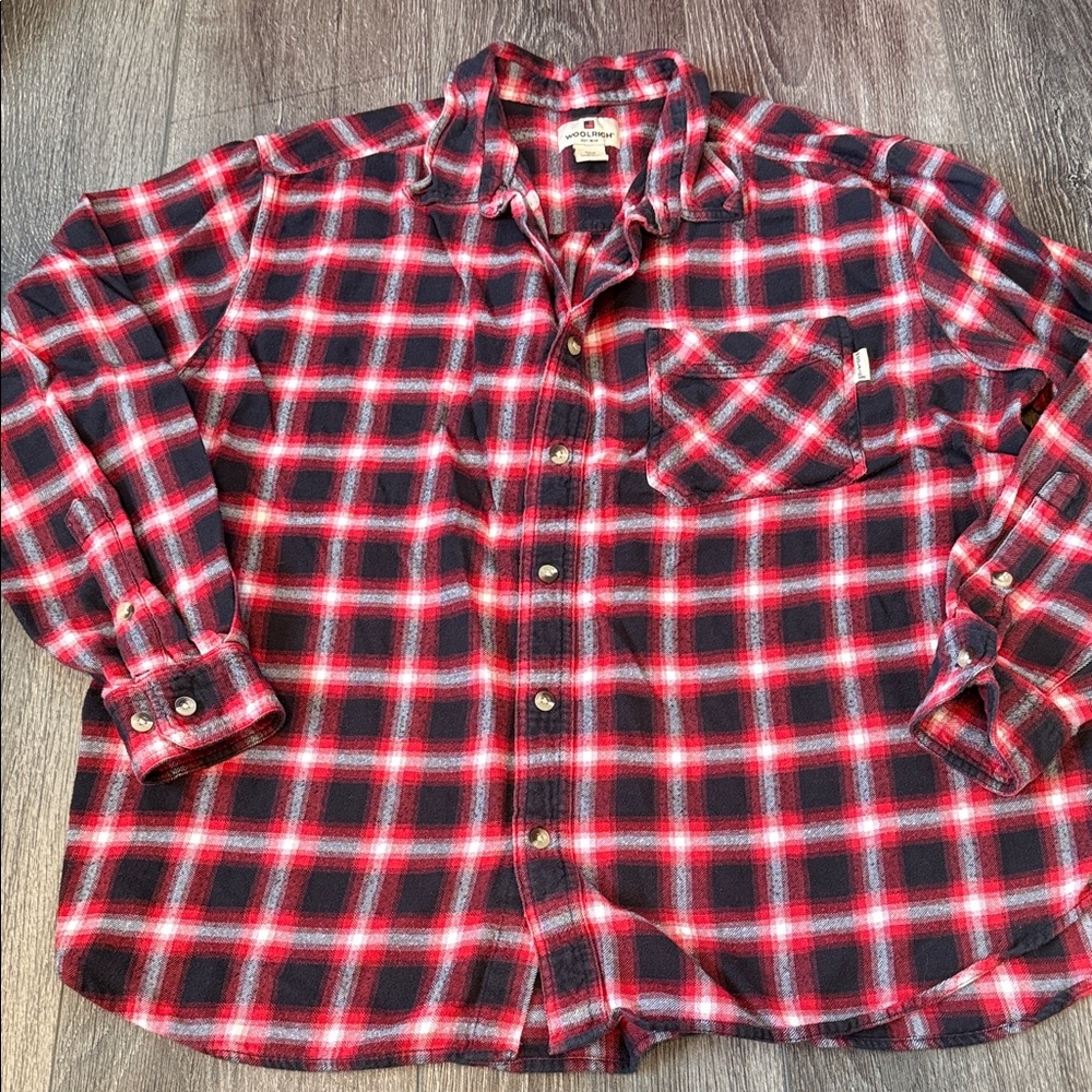 Woolrich Men's Red and Black Plaid Shirt